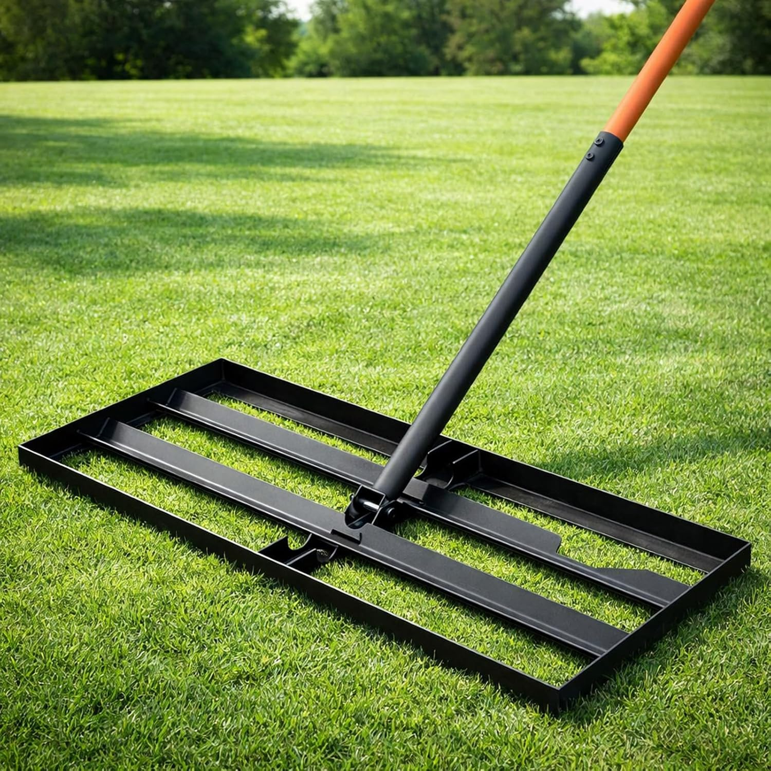 69ecdd1daaceacc0dfb53806e8bb18220c1d0540d3e4fafc6a412.jpg Lawn Leveling Rake, 30"x10" Leveling Rake with 78 Inch Adjustable Handle, Stainless Steel, for Backyard, Garden, Golf Course, Farm & Pasture, Professional Lawn Care Tool - Orange