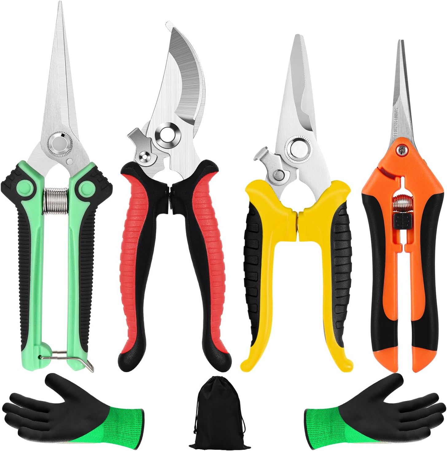 69ee27d8457bc7ecce3014f446138f4ad6a04f1dd69d2f5d2a817.jpg 3 Pack Garden Pruning Shears Stainless Steel Blades Handheld Pruners Set with Gardening Gloves