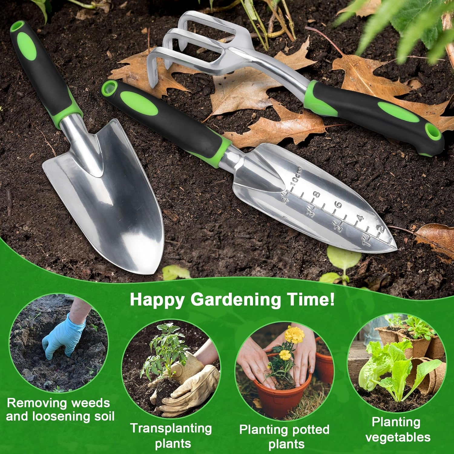 69ee28453c4ed2b8a58dd8a33f11203a95d2c166098419a4e8d8f.jpg Garden Tools Set, 3 Pack Heavy Duty Gardening Tools Set Include Garden Shovel, Transplant Trowel and Hand Rake with Ergonomic Non-Slip Handle, Aluminum Alloy Lawn and Garden Hand Tools for Planting