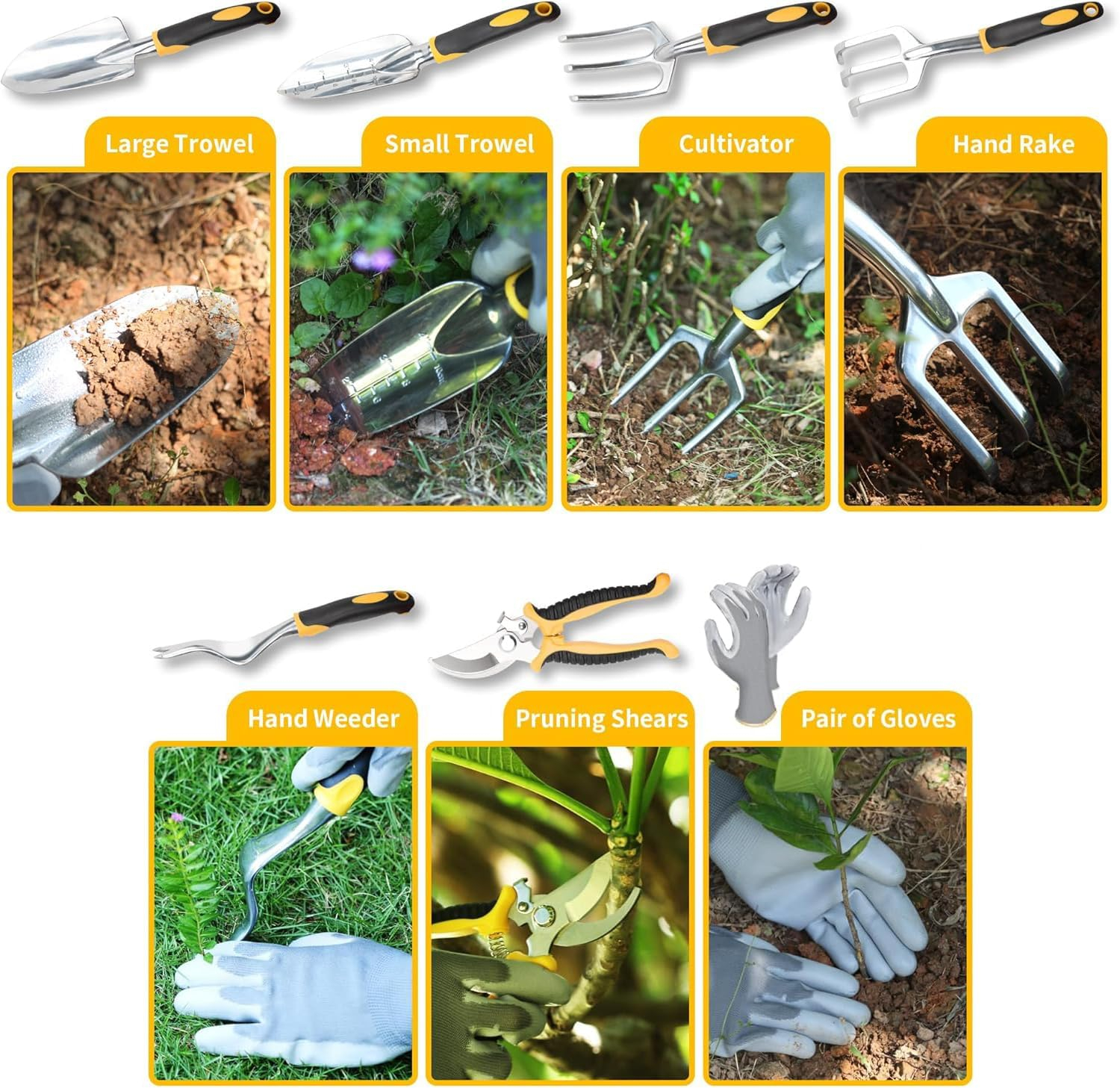 69ee2a02223bdcb12cb803dc1e0947e7672d5aacfca390bac887e.jpg Garden Tools, 8 Piece Heavy Duty Gardening Tools Set with Non-Slip Rubber Grip, Stainless Steel Garden Tool, Gifts for Kids, Women, Husbands, and Parents